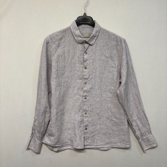 Velez Artisan Men 100% Linen Button Shirt Top Size Large Semi Fit D034 -23 - Picture 1 of 16